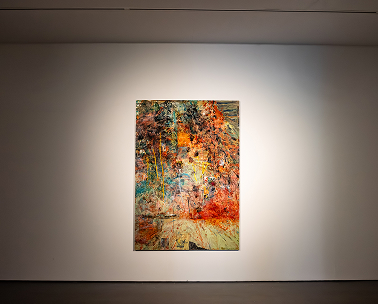 Painting on the wall with spotlight