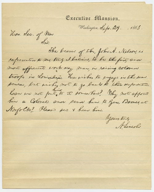 Abraham Lincoln to Edwin M. Stanton