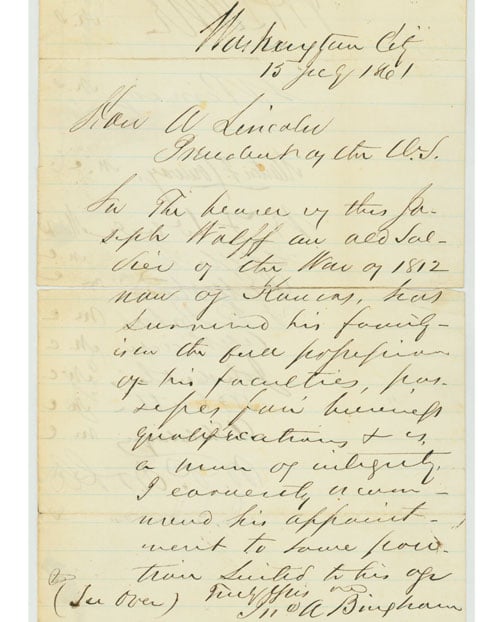John A. Bingham and others to Abraham Lincoln