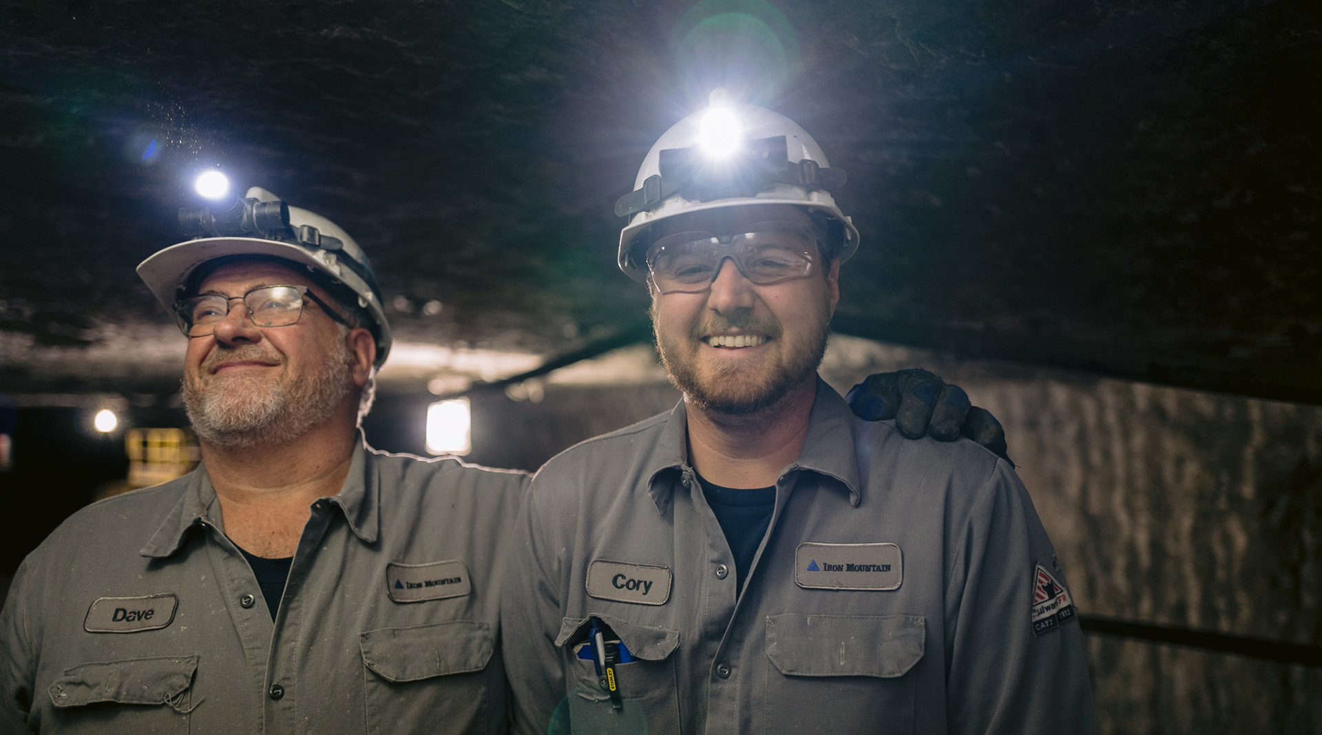 Two workers in the mine