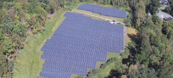 Solar panels in a field installed by Iron Mountain