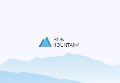 Iron Mountain logo with blue mountains