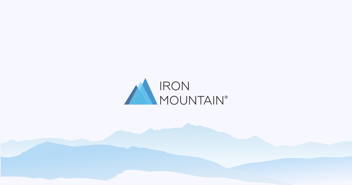 Iron Mountain logo with blue mountains