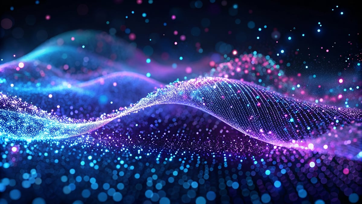 Digital blue and purple waves with dots