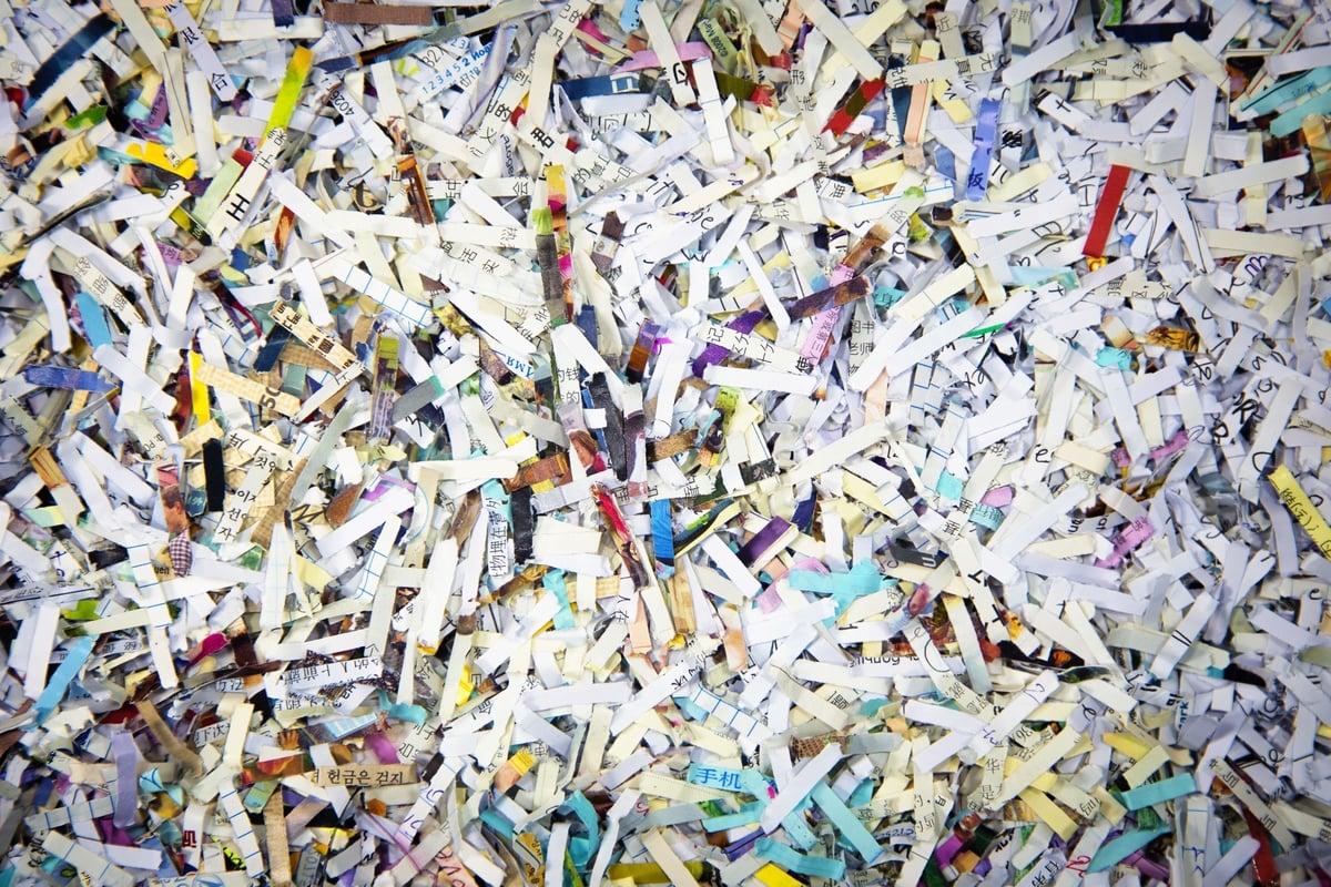 Pile of shredded color paper