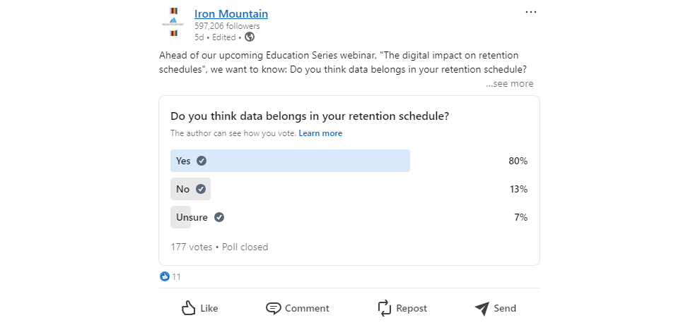 Beyond the box: The digital impact on retention schedules - LinkedIn poll