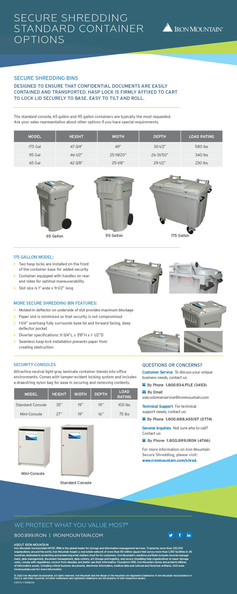 Secure shredding standard container options