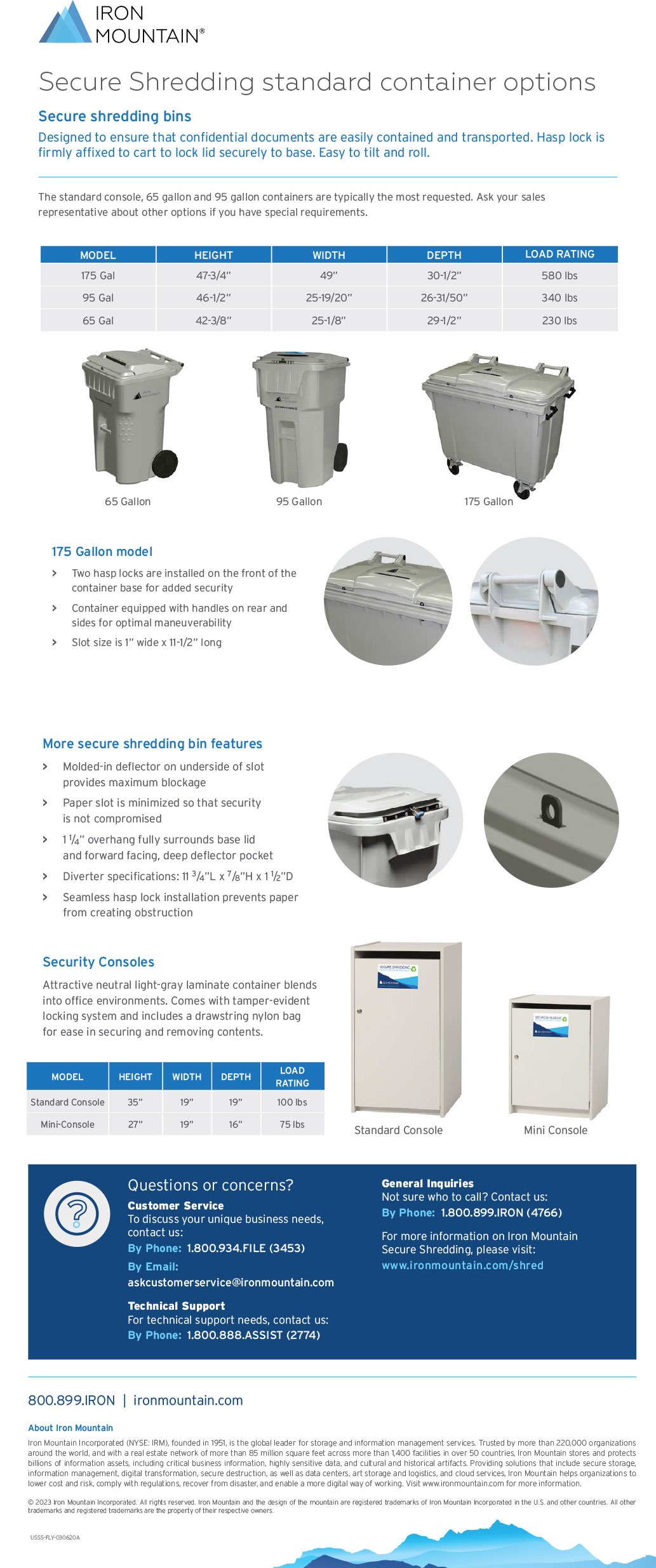 Secure shredding standard container options