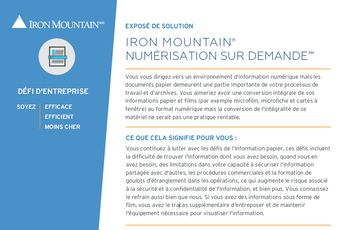 Iron Mountain® Numérisation Sur Demande™