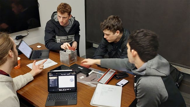 Senior Mechanical Engineering students John Berglin, Myles Willis, Hudson Naze, and Aaron Kemper from Oregon State University met weekly with Iron Mountain project mentor Will Allen.