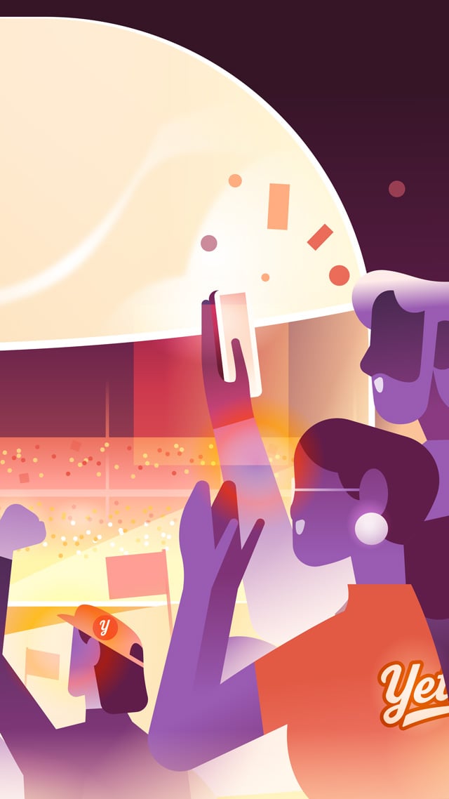 Baseball fans cheering