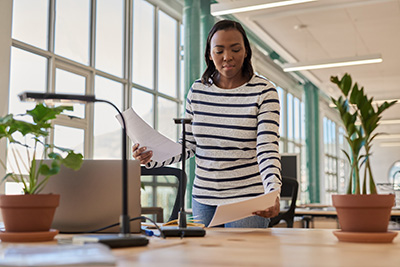 Employee looking through files