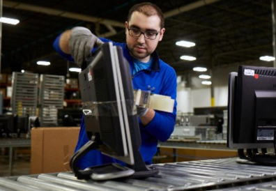 Iron Mountain employee securing desktop computer