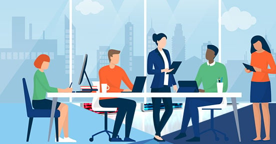 Rethinking the office space: Critical considerations for workplace transformation- People in a meeting