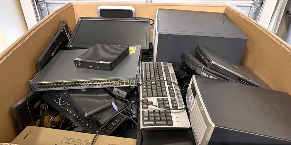 pallet box filled with recycled IT assets