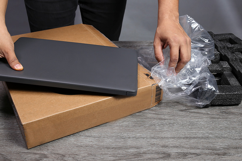 unboxing a laptop