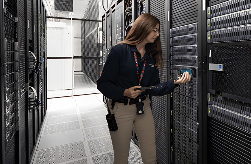 woman inside server room
