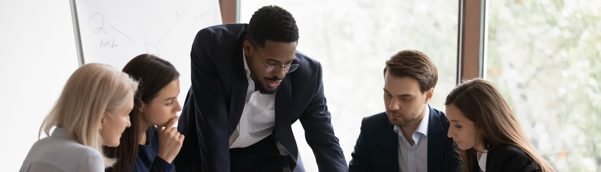 People having a meeting in office