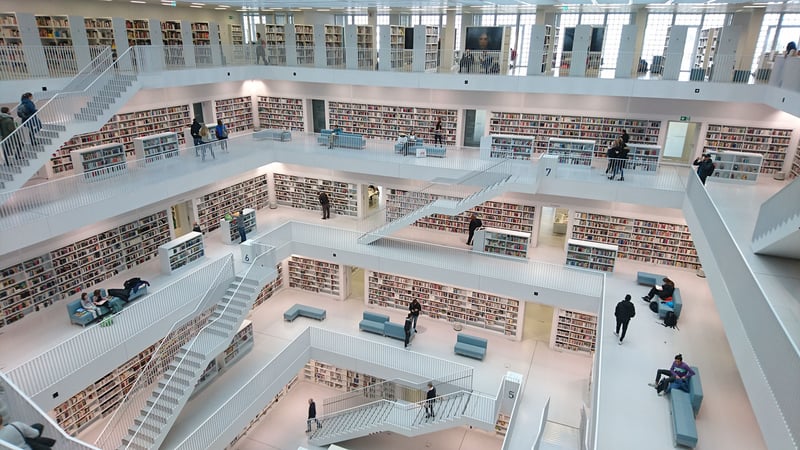 library and archives, interior of a modern library