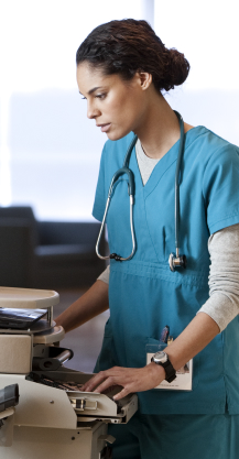 healthcare worker managing digital files