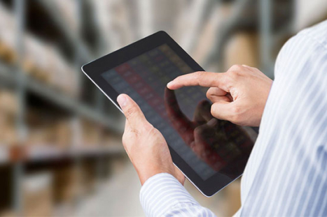 man using ipad