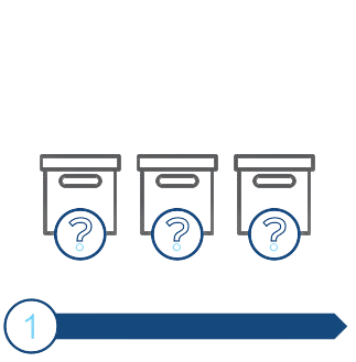 first step of smart reveal solution, displaying 3 cartons