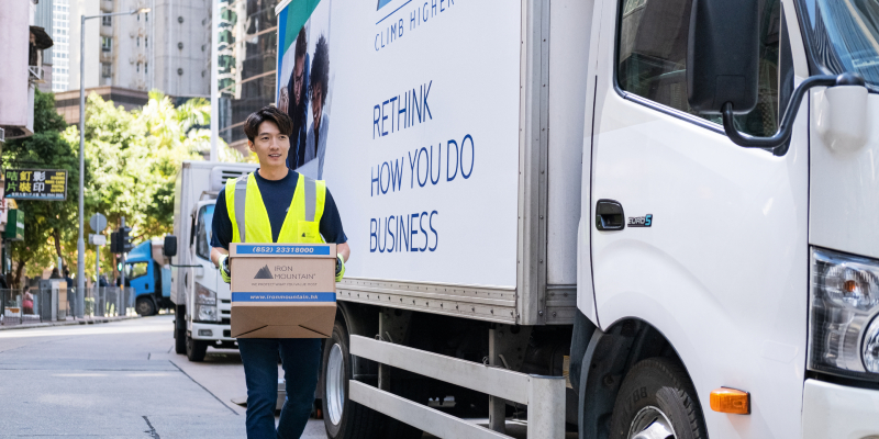 Worker delivering box