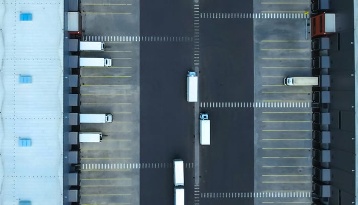 Truck fleet from overhead