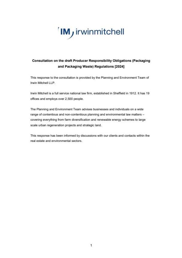 Extended Producer Responsibility: Insights from the EPR consultation response