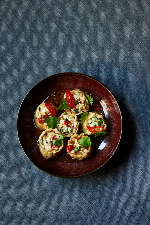 Dim Sum mit karamellisierten Garnelen