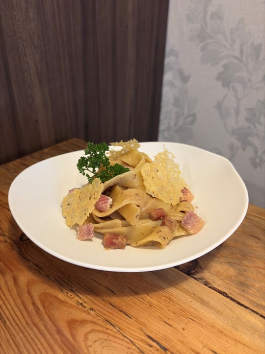 Fettuccine di Gragnano carbonara ahumada