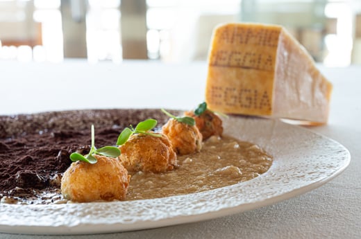 Parmigiano Reggiano and Cocoa Pan Cotto with Summe
