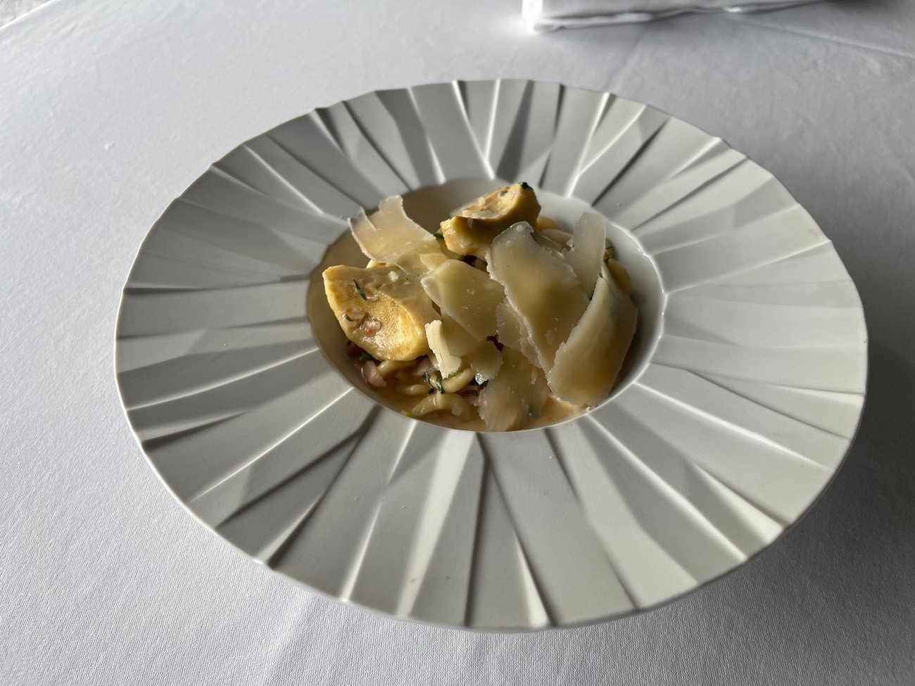 Tagliatelle with Bacon Artichoke Cream and White W