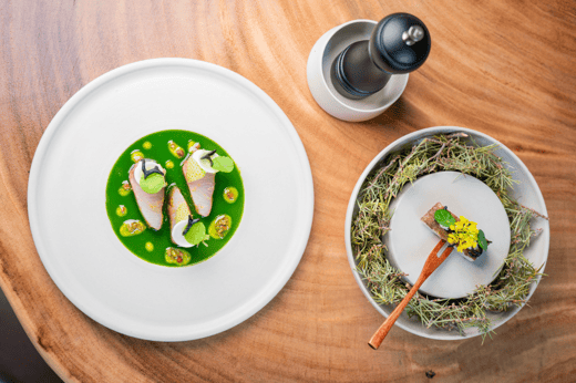 Yellowtail kingfish turnip greens gooseberry