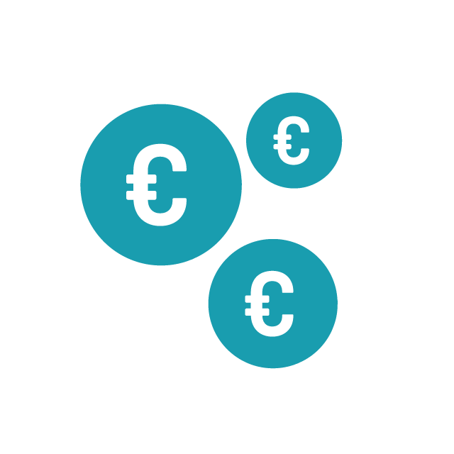 Coins Euro teal icon
