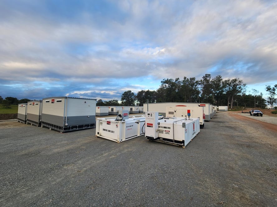 Kennards Hire portable accommodation setup 