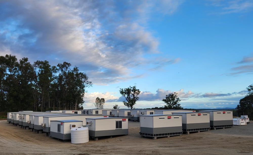 Kennards Hire portable accommodation setup 