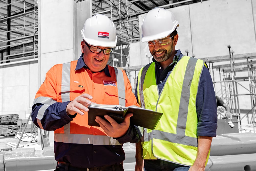 Kennards Hire Team member son a jobsite 