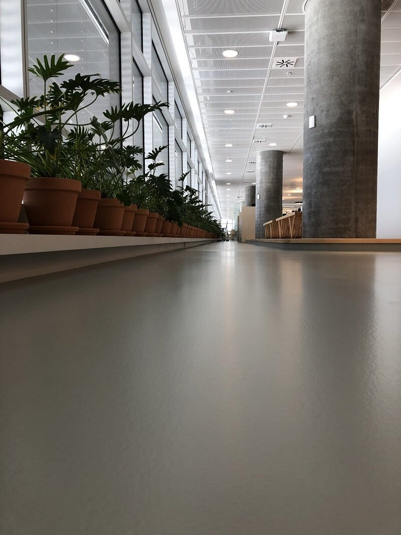 A polished concrete floor.