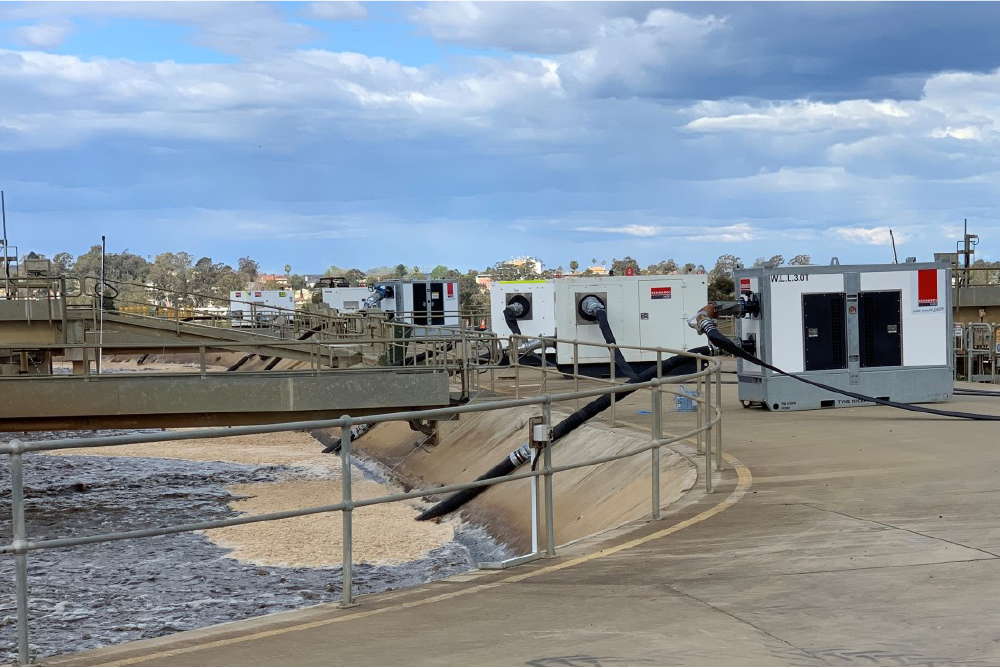 Sweage treatment pond pumps