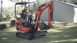 Operating the boom and bucket of the excavator