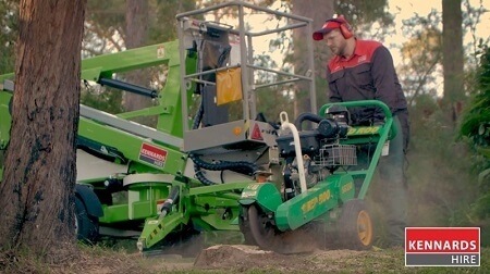 Repositioning the Stump Grinder to grind the stump below ground level