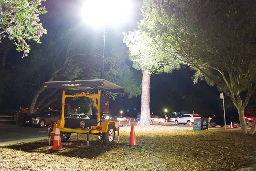 Kennards Hire equipment in operation at night 