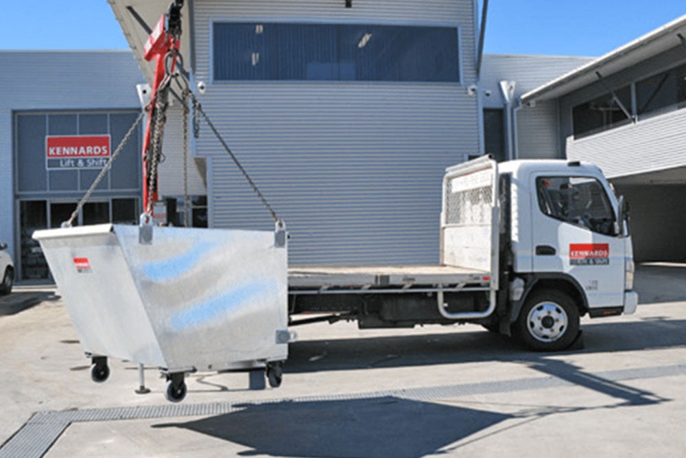 crate being moved onto a kennards hire truck