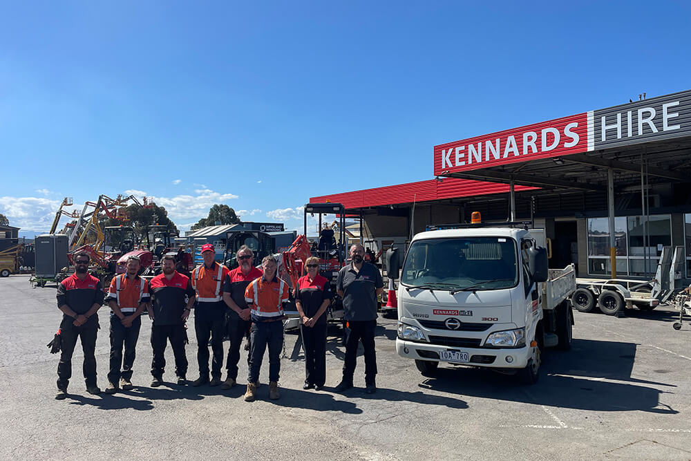 Kennards Hire Morwell team standing out the front of the branch