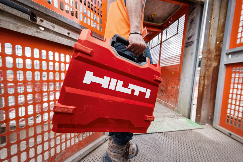 Man carrying Hilti case