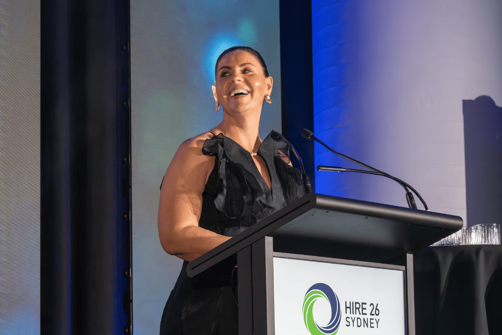 Kennards Hire's Meagan George doing her acceptance speech