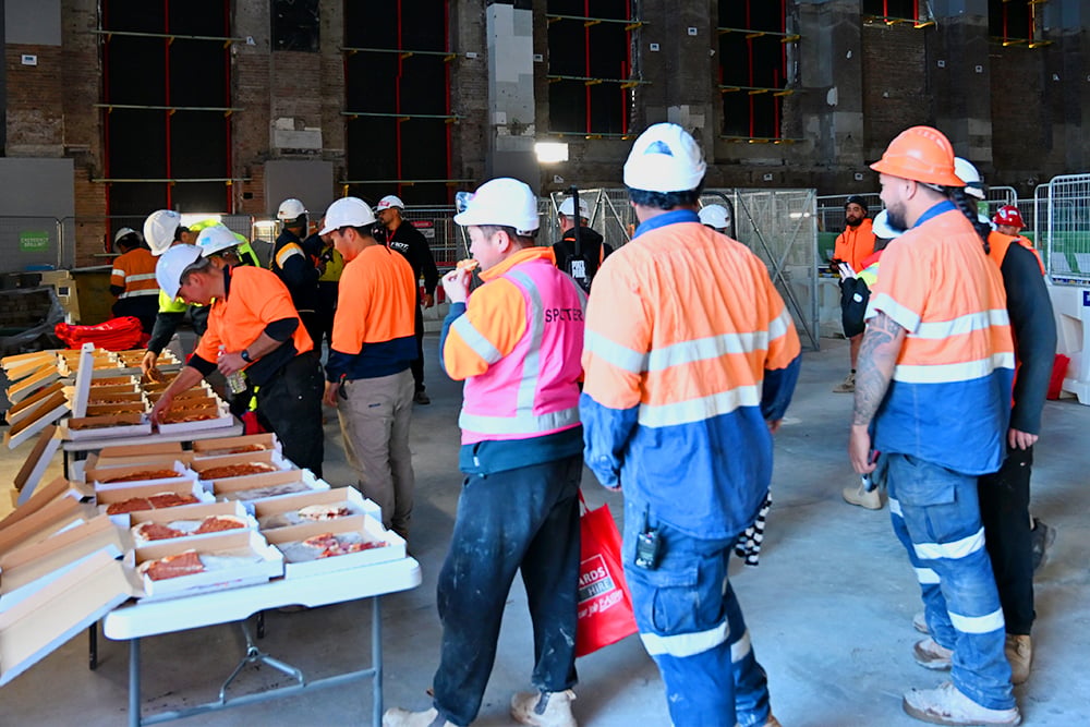 Kennards hire Tradie Day 2026 with tradies having some lunch