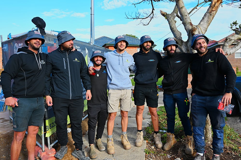 Kennards hire Tradie Day 2026 with tradies in a group