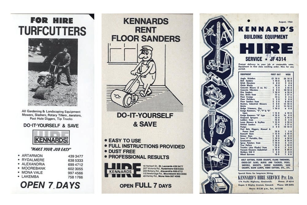 A collection of Kennards Hire advertisement flyers
